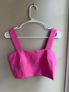 Bardot Hot Pink Cropped Square-Neck Tank